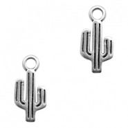 Colgantes met&aacute;licos DQ cactus Plata vieja (sin n&iacute;quel)
