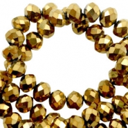 Abalorios faceteados Top 3x2mm Dorado met&aacute;lico