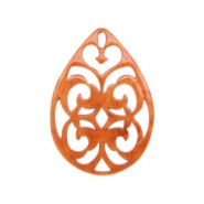 Colgantes de resina gota barok 38x27mm Naranja flama