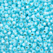 Miyuki Rocalla 11/0 Silverlined alabaster dyed aqua blue 11-647