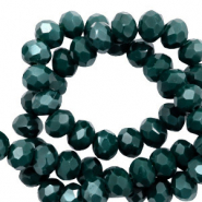 Abalorios faceteados 3x2mm disco Verde intenso-cubierta pearl shine