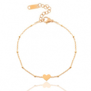 Pulseras Acero Inox con jasseron y coraz&oacute;n &hearts; Oro rosado