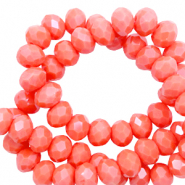 Abalorios faceteados 3x4mm disco Rojo coral-cubierta pearl shine