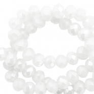 Abalorios faceteados 4x3 mm disco Blanco-cubierta pearl shine