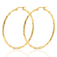 Pendientes Acero Inox Criolla 50mm twist Dorado