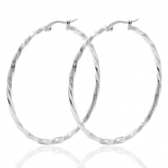 Pendientes Acero Inox Criolla 50mm twist Plateado