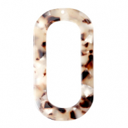 Colgantes de resina ovalado largo 56x30mm Marr&oacute;n mixto beige