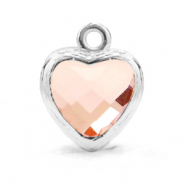 Colgantes de cristal coraz&oacute;n Rosa vintage-plateado
