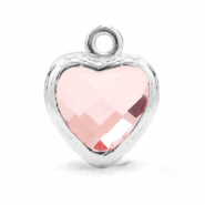 Colgantes de cristal coraz&oacute;n Rosa claro-plateado