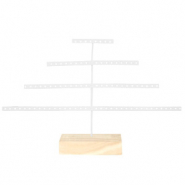 Expositor de Joyer&iacute;a pir&aacute;mide con base de madera Blanco-natural