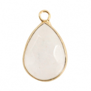 Colgantes de piedra natural Cuarzo Lechoso gota Blanco cristal-dorado