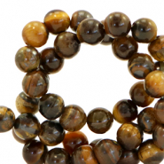 Piedras naturales Ojo de tigre 8mm Marr&oacute;n dorado