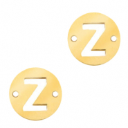 Colgantes acero inox entrepieza redondo 10mm moneda letra  Z Dorado