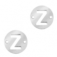 Colgantes acero inox entrepieza redondo 10mm moneda letra  Z Plateado