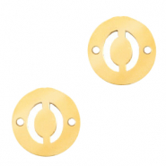 Colgantes acero inox entrepieza redondo 10mm moneda letra  O Dorado