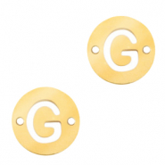 Colgantes acero inox entrepieza 10mm moneda letra G Dorado