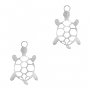Colgantes de acero inox tortuga Plateado
