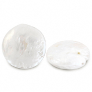 BQ Perlas de agua dulce moneda Blanco nacar