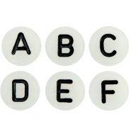 Abalorios letras acr&iacute;licas glow-in-the-dark mix Blancuzco-negro