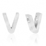 Abalorios Acero Inox letra V Plateado