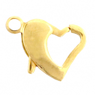 Fornituras Acero inox mosquet&oacute;n coraz&oacute;n 14mm Dorado