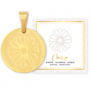 Mix & Match colgantes Acero Inox 15mm Flor de nacimiento Abril-Margarita Dorado