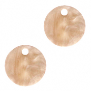 Colgantes de resina redondo 12mm Marr&oacute;n beige 