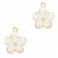 Colgantes met&aacute;licos Basic Quality flor Dorado-blanco
