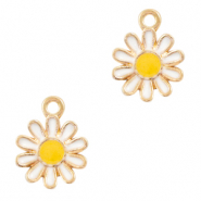 Colgantes met&aacute;licos Basic Quality flor Dorado-blanco