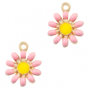 Colgantes met&aacute;licos Basic Quality flor Dorado-rosa