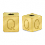 Abalorios Acero Inox letra Q Dorado