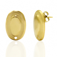 Pendientes Acero Inox óvalo con anilla Dorado