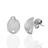 Pendientes Acero Inox óvalo con anilla Plateado