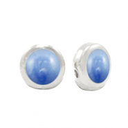 Abalorios metálicos DQ Azul nácar-plata vieja (sin níquel)