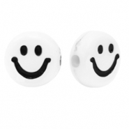 Abalorios letras acr&iacute;licas smiley Blanco-negro