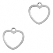 Colgantes acero inox coraz&oacute;n Plateado