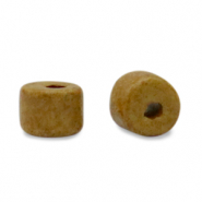 Abalorios de cer&aacute;mica griega DQ 5mm Marr&oacute;n mostaza