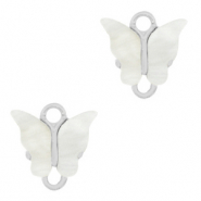 Colgantes de resina entrepieza mariposa Plateado-blancuzco