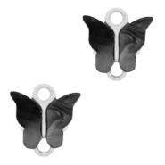 Colgantes de resina entrepieza mariposa Plateado-antracita