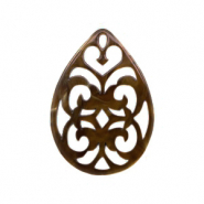 Colgantes de resina gota barok 38x27mm Marr&oacute;n caramelo