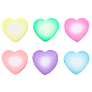 Abalorios de pol&iacute;meros coraz&oacute;n multicolor-blanco
