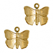 Colgantes acero inox mariposa Dorado