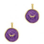 Metal TQ lat&oacute;n colgantes alas Dorado-p&uacute;rpura oscuro