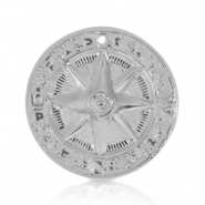 Colgantes met&aacute;licos DQ estrella 25mm Plata vieja (sin n&iacute;quel)