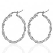 Pendientes Acero Inox Criolla 25mm twist Plateado