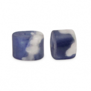 Piedras naturales Sodalita y Microclina disco 3x2mm Azul oscuro-blanco