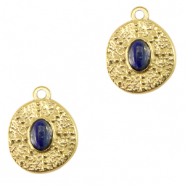 Colgantes Acero Inox irregular con piedra natural Dorado-azul oscuro