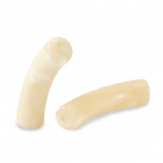 Abalorios acr&iacute;licos tubo Beige m&aacute;rmol