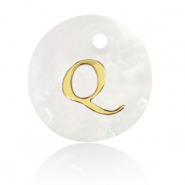 Colgantes conchas especial letra Q Dorado-blanco (color natural)