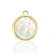 Colgantes Acero Inox 12mm concha Blanco (color natural)-dorado